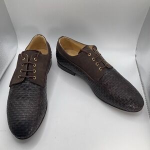 Armando Cabral Men's Dress Shoes ‎ Woven Brown Leather Canvas Designer Rare 41 8